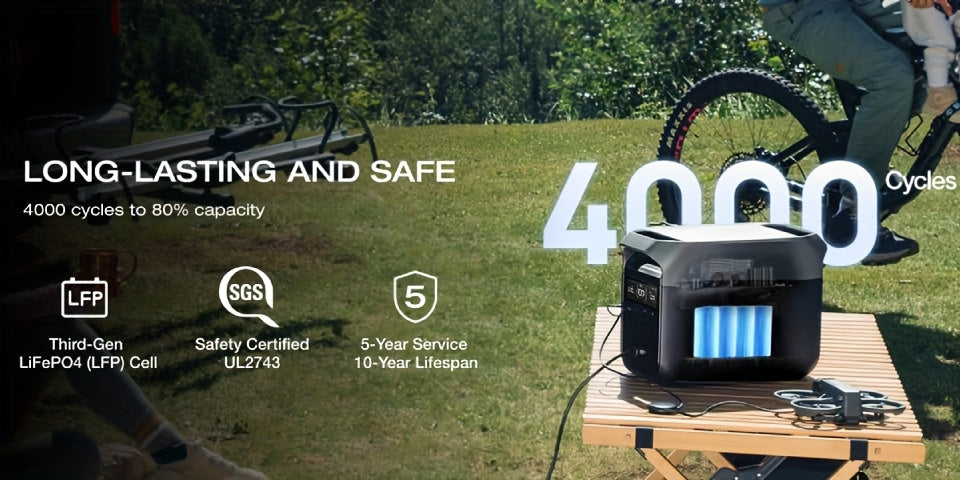 ECOFLOW DELTA 3 Portable Power Station & 20W GaN Charger Solar Generator - 1024Wh LiFePO4 Battery, 1800W Output, 56-Min Fast Charge, Dual-Power (Battery/), 10-Year Durability for Home Backup, Outdoors, RV, Camping - Compatibl