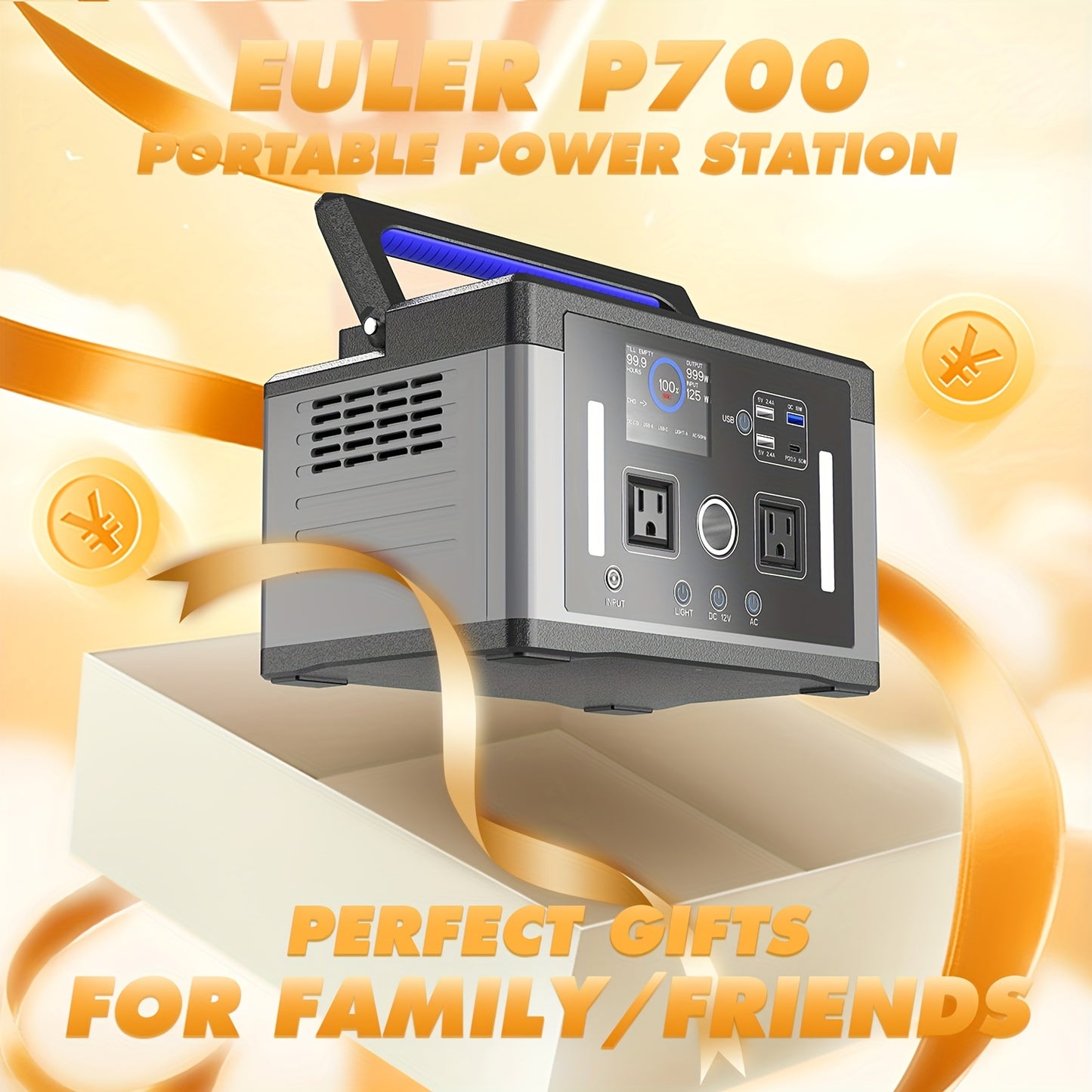 700W 577WH Solar Generator Watt Portable Power Station LiFePO4 Battery, With 120V AC Socket, Portable Generator, Used For Home Backup, Emergency, Outdoor