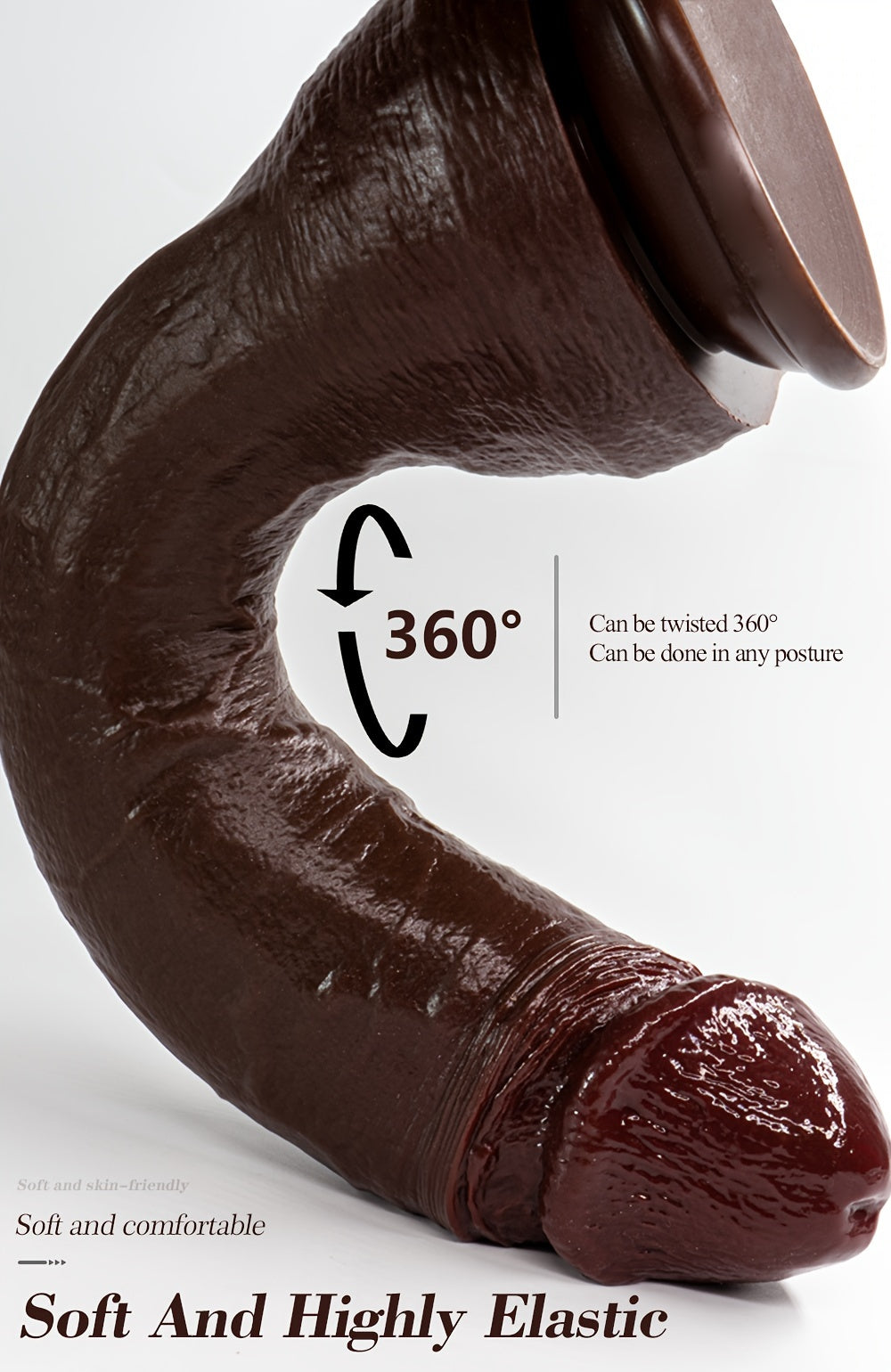 Multi-Size Black Liquid Silicone Female Dildo, Realistic Super Thick Male Cock, Soft Silicone Self-Pleasure Bar, Strong Suction Cup, Adult Sensual Toy, with No Battery Required for Men and Women