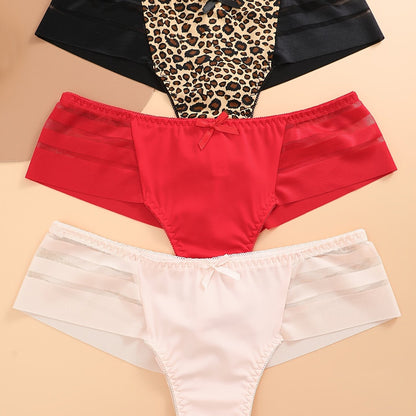 3pcs Mesh Stitching Thongs, Soft & Comfy Stretchy Intimates Panties, Women's Lingerie & Underwear