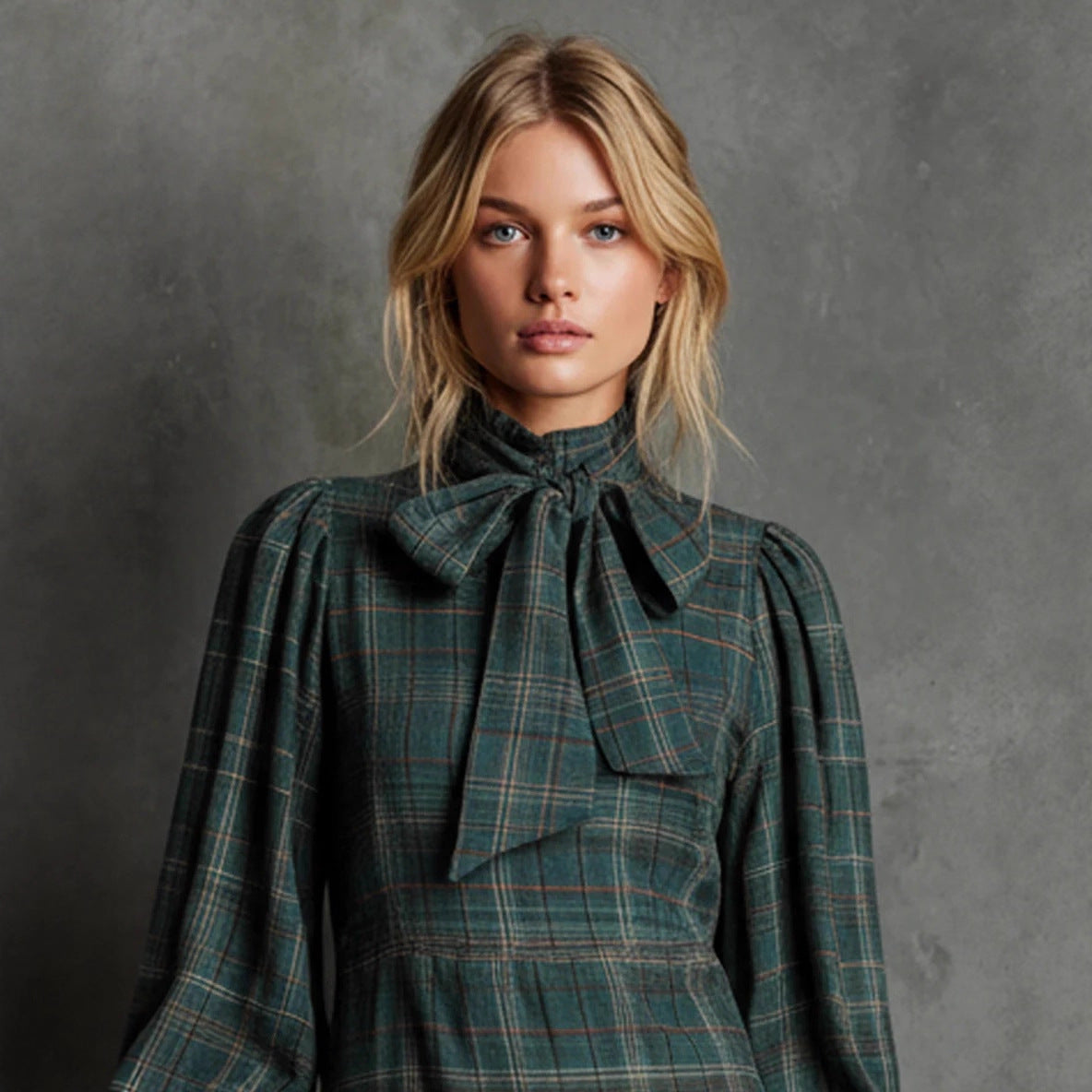 Four-season Vintage Plaid Dress