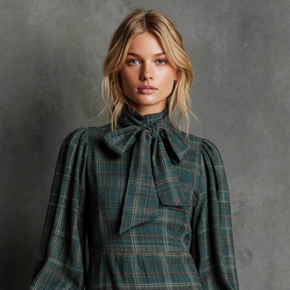Four-season Vintage Plaid Dress