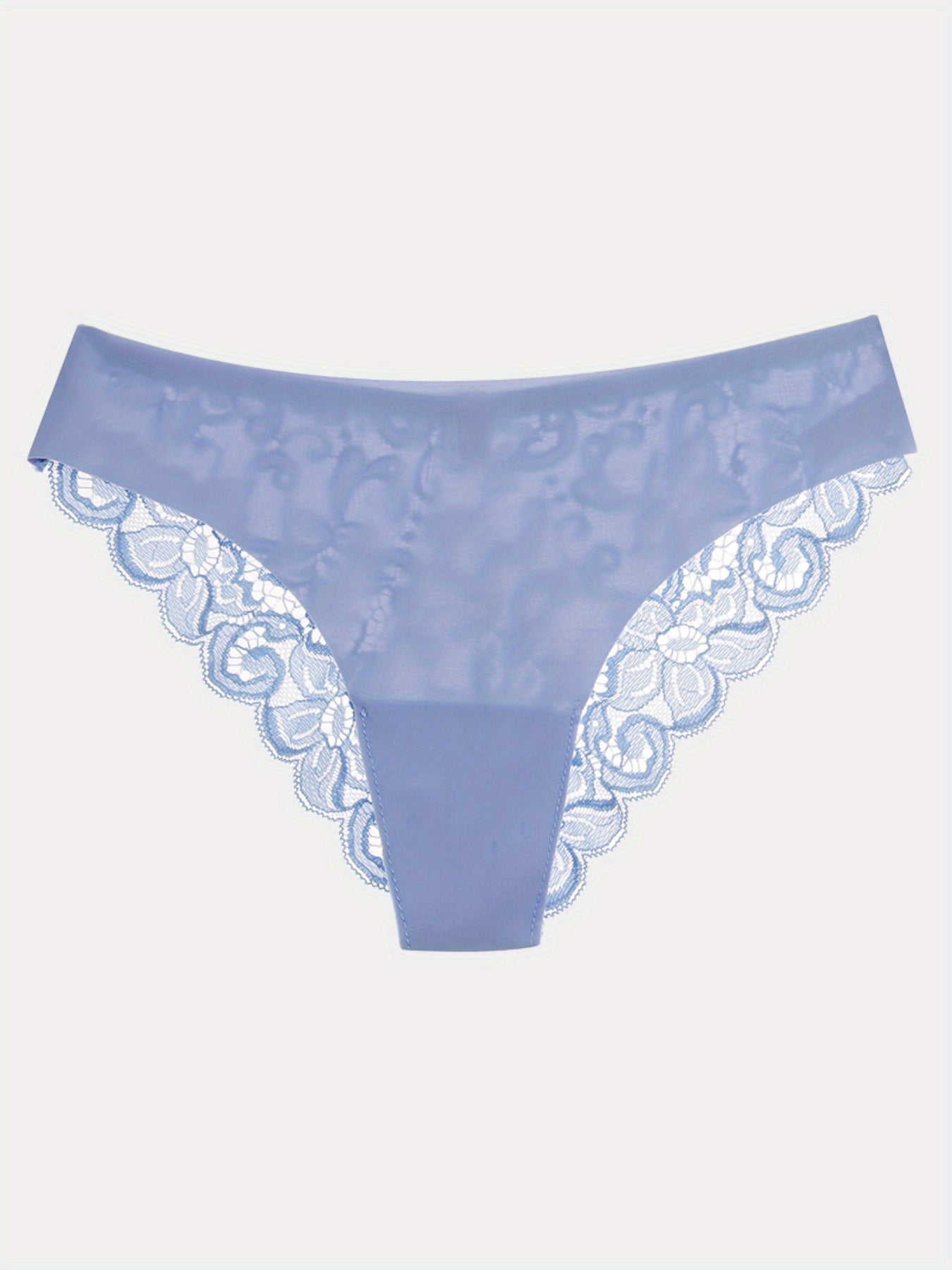 6pcs Contrast Lace Briefs, Comfy & Seamless Scallop Trim Intimates Panties, Women's Lingerie & Underwear