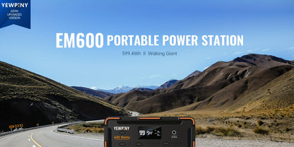 YEWPINY 600W Portable Power Station, 600W Fast Charging, 599.4Wh Lithium Battery Solar Generator AC Power Socket, DC Port, LED Lighting, PD And USB, A Total Of 9 Output Ports, Suitable for Home, Outdoor Travel, Camping And Po