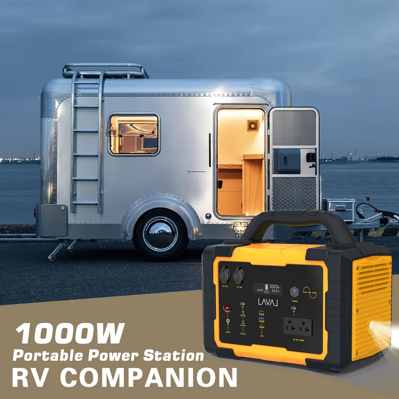 1000W (Peak 2000W)/1075Wh Portable Power Station with Foldable Solar Panel (200W), 1075Wh LiFePO4 (LFP) Battery, Fast Charging, Solar Generator Suitable for Family Emergency Outdoor Hunting Camping RV Trip
