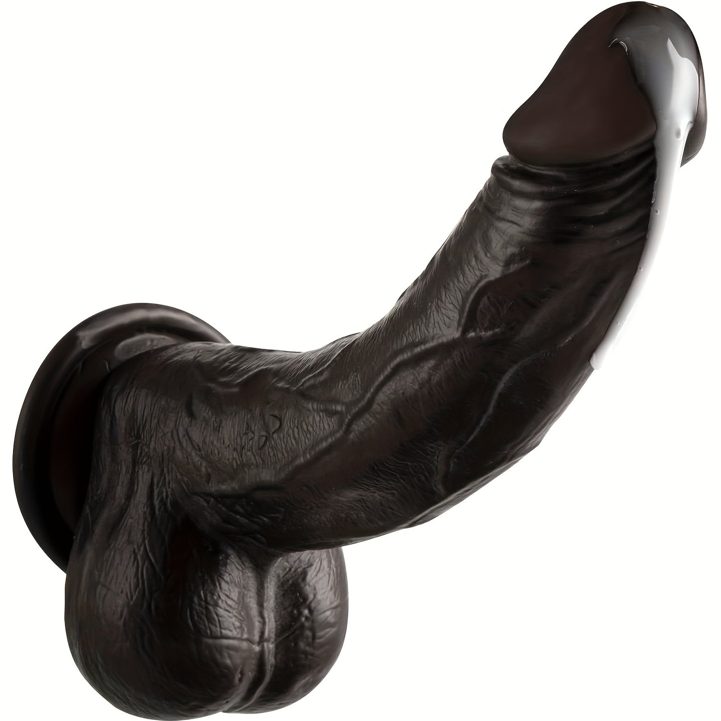 Perfect Insertable Length: StrongSyction Cup - Hand-Free Play Anywhere You Want - 8.3 Inch Black Rubber Dildo - Non-Latex, Waterproof, No Battery Required