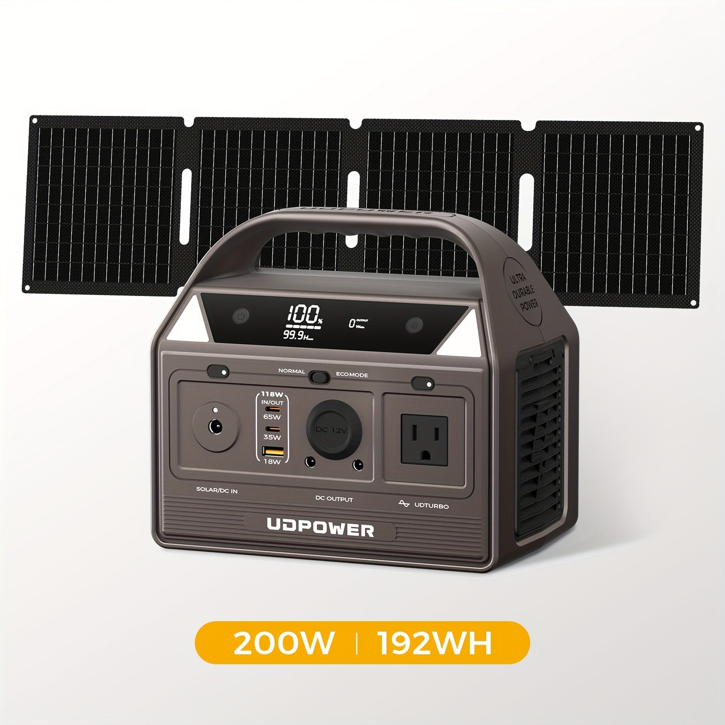 192Wh 200W Portable Power Station Solar Generator (40W Solar Panel Optional), High Capacity LiFePO4 (LFP) Battery Power Bank, with 2x 110V AC Outlets, DC USB-C Ports, LED Light, Powek Bank for Outdoor Camping Hiking Road Trip