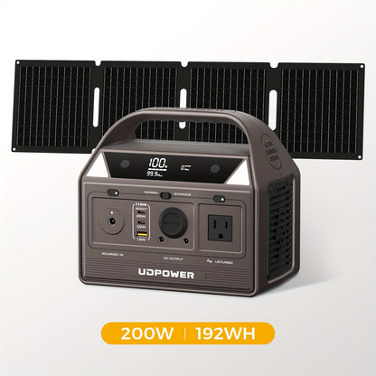 192Wh 200W Portable Power Station Solar Generator (40W Solar Panel Optional), High Capacity LiFePO4 (LFP) Battery Power Bank, with 2x 110V AC Outlets, DC USB-C Ports, LED Light, Powek Bank for Outdoor Camping Hiking Road Trip