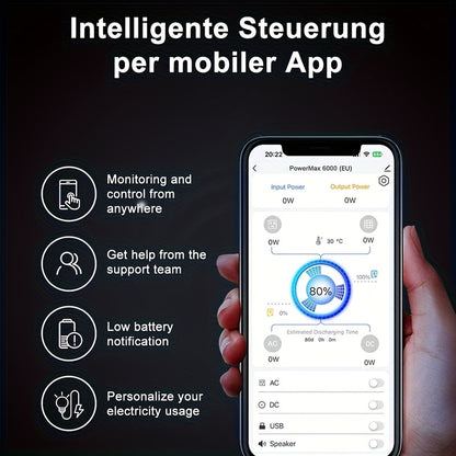 OSCAL PowerMax 6000 Solar Generator | 3600Wh/6000W Power Station with 2x500W Solar Panels, 120V/240V Split Phase Voltage AC Outlets (9000W Peak), 2400W Solar Charging, Emergency Home, Battery Backup, Plus A Bonus 30W Solar Pa