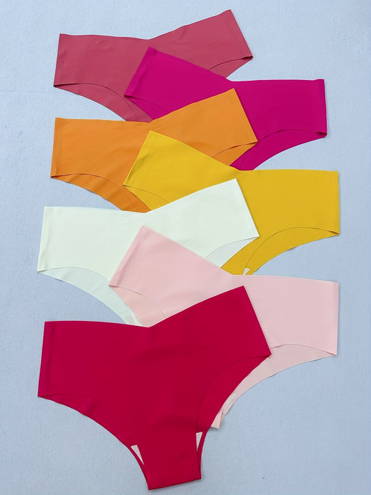 7pcs Seamless Solid Briefs, Comfy & Breathable Stretchy Intimates Panties, Women's Lingerie & Underwear