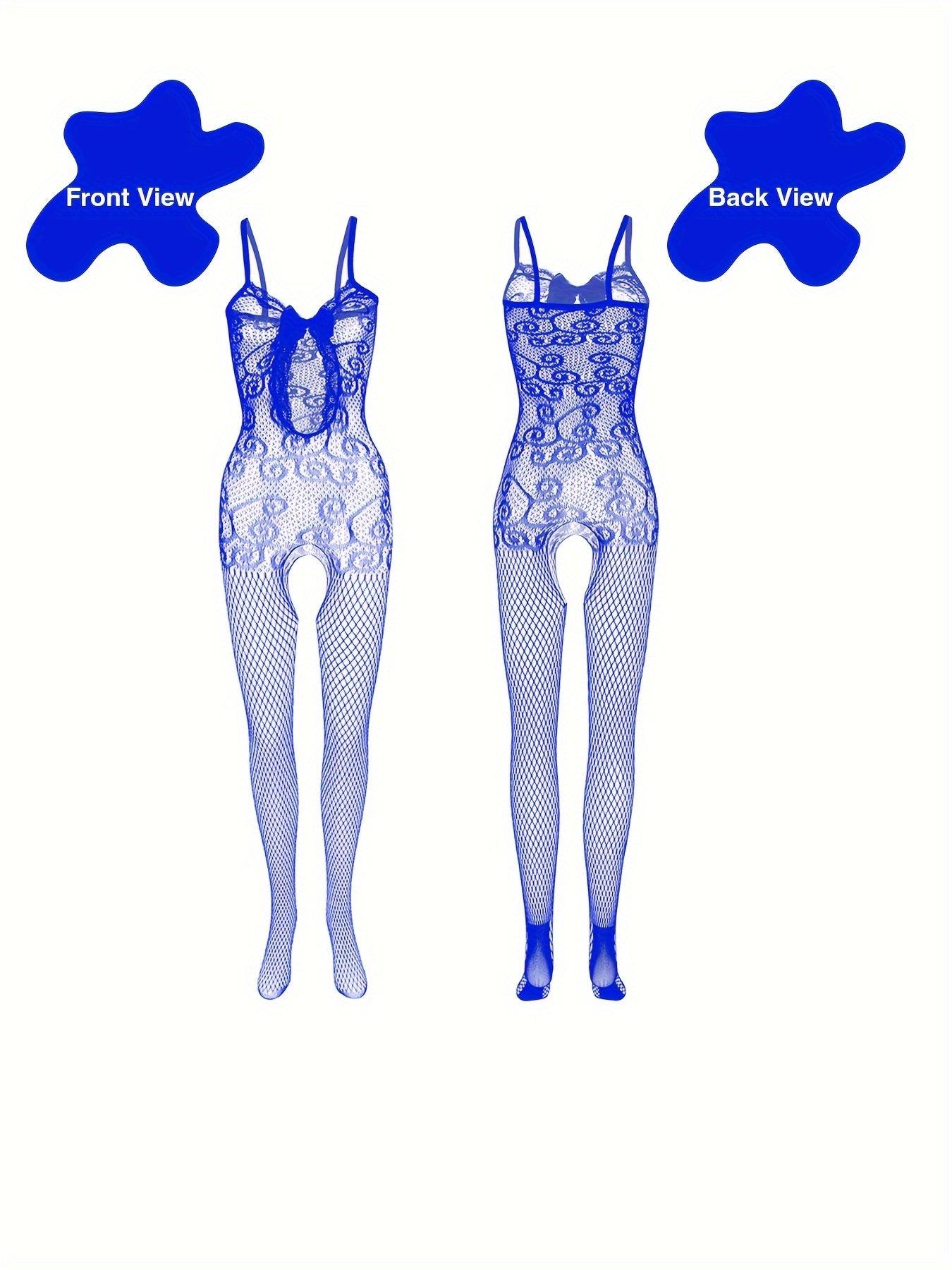 4 sets Sexy Fishnet Bodystocking with Open Crotch and Jacquard Design - Women's Lingerie and Underwear