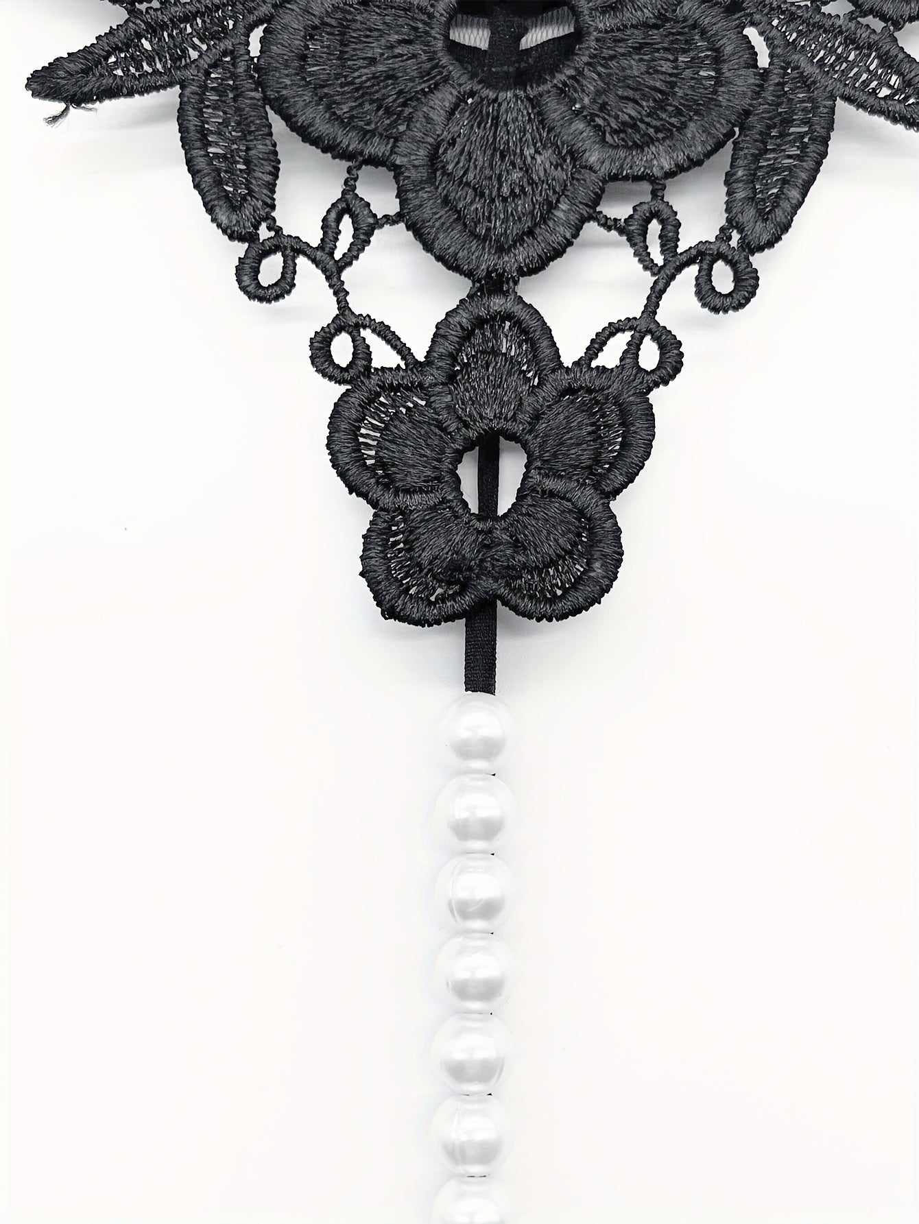 Floral Embroidery Thong, Hollow Out Faux Pearl Panties, Women's Sexy Lingerie & Underwear