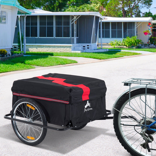 Steel Frame Bicycle Bike Cargo Trailer Luggage Cart Carrier For Shopping - Red