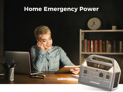 [Portable Power Station] Portable Power Station, 595Wh 600W(Surge 1200W) AC Output, LiFePO4(LFP) Battery, Solar Generator for Outdoor/Camping/Travel/RV, Emergency Power Backup(Grey)