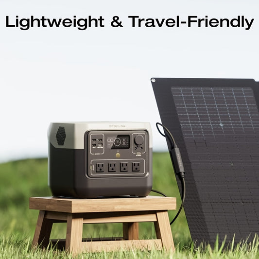 EF ECOFLOW Solar Generator RIVER 2 Pro 768, Portable Power Station 768Wh with 160W Portable Solar Panel LiFePO4 Battery Fully Charged in 70 Min, 4×AC, for Camping, RV, Home Backup