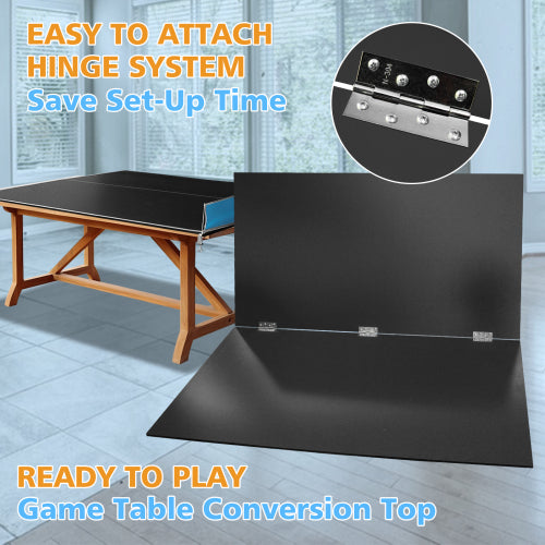 7 X4ft Black Mid-Size Ping Pong Conversion Top Foldable & Portable Table Tennis Table Top For Indoor Games