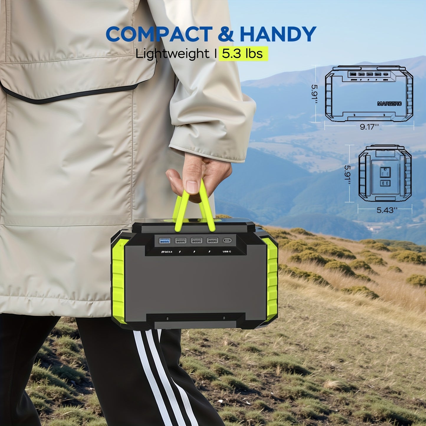 [Portable Power Station] Portable Power Station 222/150/88Wh | 40/30/21W Solar Panel, Camping Solar Generator, Laptop Charger, Power Bank with AC Outlet 110V, 4*USB, DC Ports, LED Flashlights for CPAP Home Camping Hurricane E