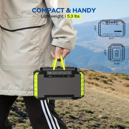 [Portable Power Station] Portable Power Station 222/150/88Wh | 40/30/21W Solar Panel, Camping Solar Generator, Laptop Charger, Power Bank with AC Outlet 110V, 4*USB, DC Ports, LED Flashlights for CPAP Home Camping Hurricane E