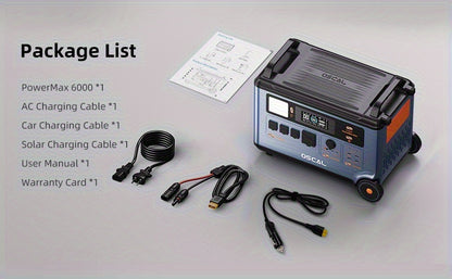 OSCAL PowerMax 6000 Solar Generator | 3600Wh/6000W Power Station with 2x500W Solar Panels, 120V/240V Split Phase Voltage AC Outlets (9000W Peak), 2400W Solar Charging, Emergency Home, Battery Backup, Plus A Bonus 30W Solar Pa