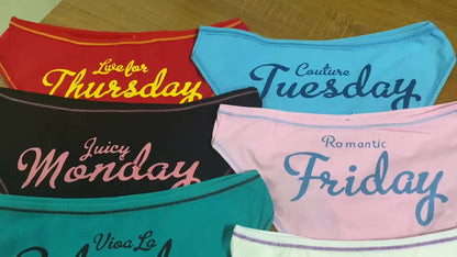7 Pcs Letter Pint Bow Tie Briefs, Comfy & Breathable Mid-Rise Intimates Panties, Women's Lingerie & Underwear