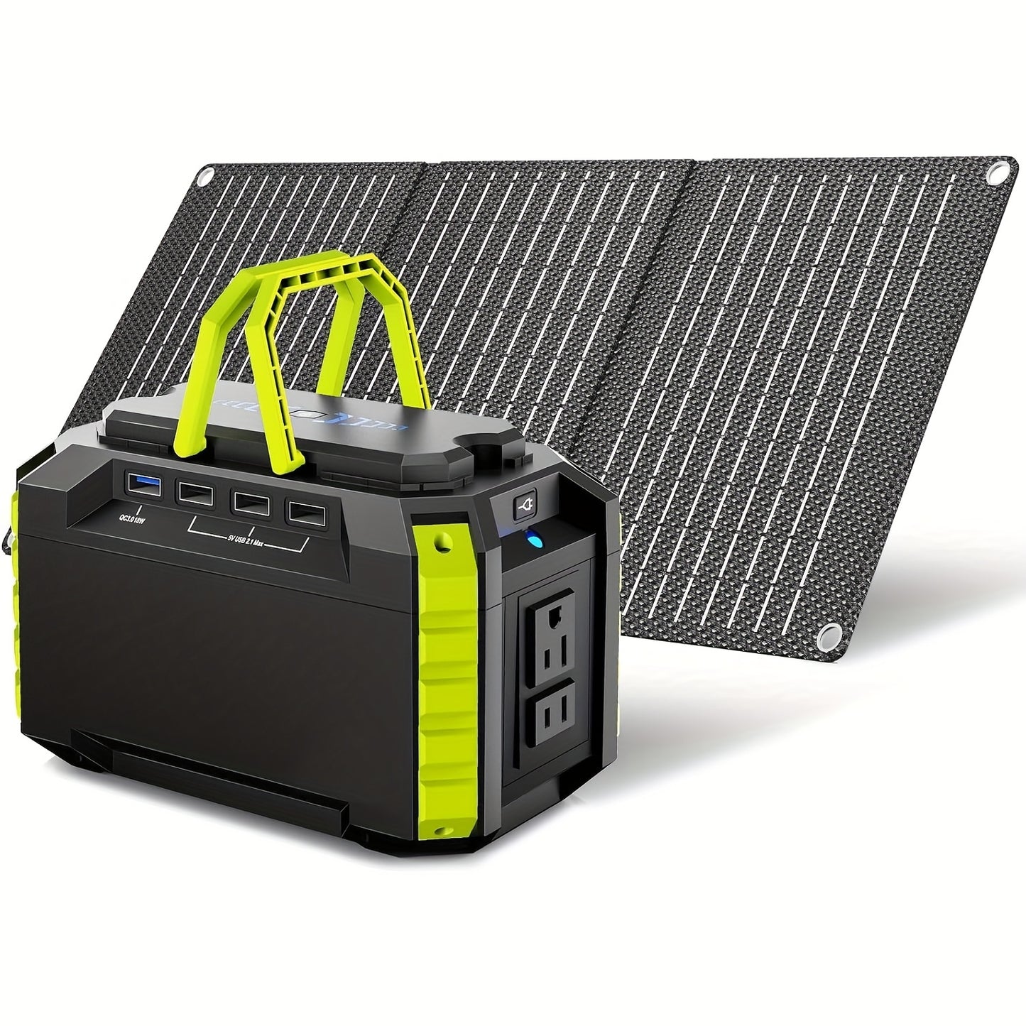 [Portable Power Station] Portable Power Station 222/150/88Wh | 40/30/21W Solar Panel, Camping Solar Generator, Laptop Charger, Power Bank with AC Outlet 110V, 4*USB, DC Ports, LED Flashlights for CPAP Home Camping Hurricane E