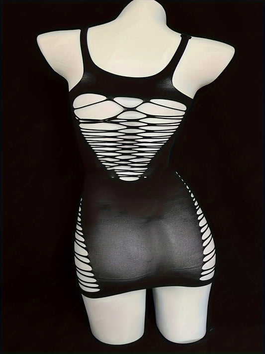 Hot Ripped Fisher Dress, Hollow Out Sleeveless Bodycon Dress, Women's Sexy Lingerie & Underwear