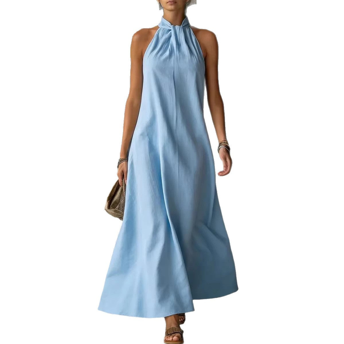 Women's Off-Shoulder Sleeveless Cross-Strap Dress