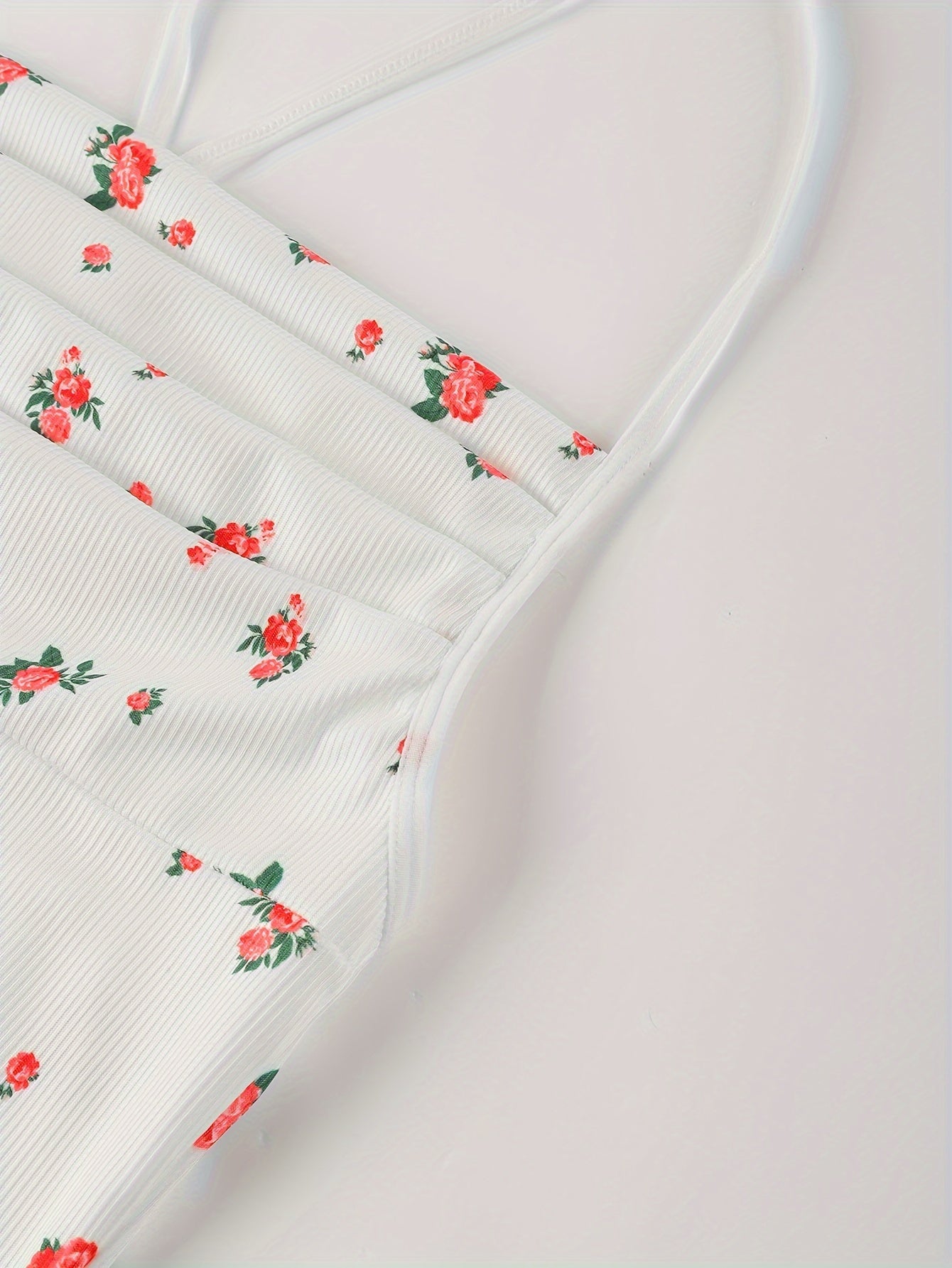 Sultry Floral Print Slip Dress, Criss Cross Back Sleeveless Babydoll, Women's Sexy Lingerie & Underwear