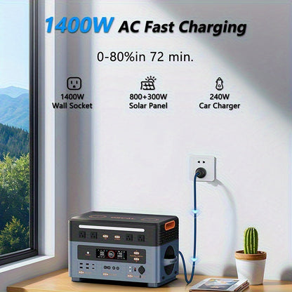 OSCAL 2400W Solar Generator PowerMax 2400 | 1872Wh Portable Power Station with 1.45H Full Charging, APP Control, Battery Backup for Home, Camping & RVs, 4800W Peak, LiFePO4 Battery, Metal & Plastic Construction