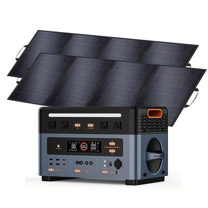 OSCAL Powermax 2400 Portable Power Station with 2pcs 200Watt Solar Panel | 2400W Solar Generator with 6× Longer Lifespan LiFePO4 Batteries, PowerHouse 1872Wh, Ideal for Home, Outdoor Camping, RV