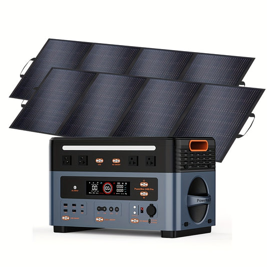 OSCAL Powermax 2400 Portable Power Station with 2pcs 200Watt Solar Panel | 2400W Solar Generator with 6× Longer Lifespan LiFePO4 Batteries, PowerHouse 1872Wh, Ideal for Home, Outdoor Camping, RV