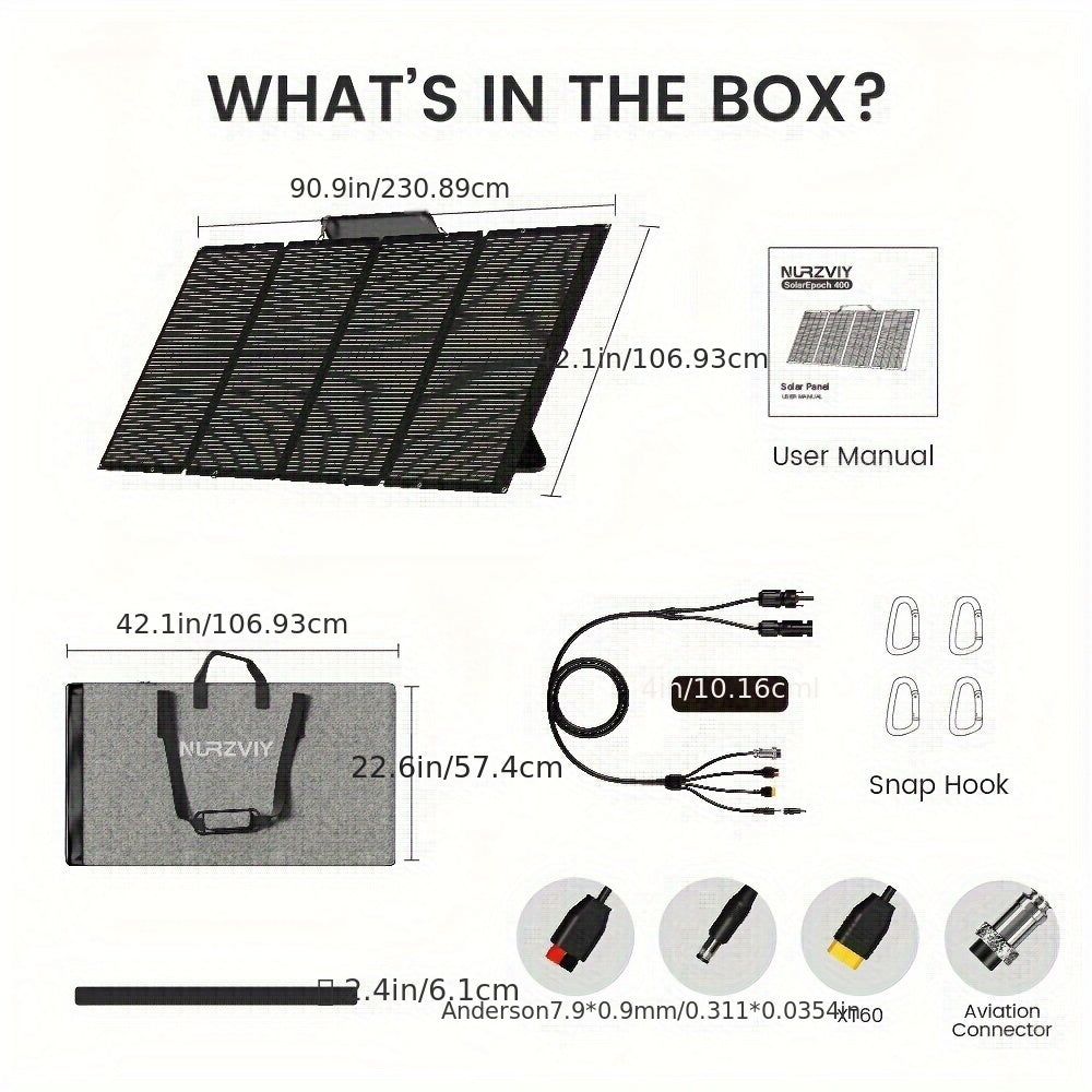 NURZVIY 400/200 Watts Foldable Solar Panel, Luggable & Durable, Portable 400W/200 Solar Charger Complete With Adjustable Stand Case, 40V For Outdoor Adventures RV Solar Generator, Without Battery