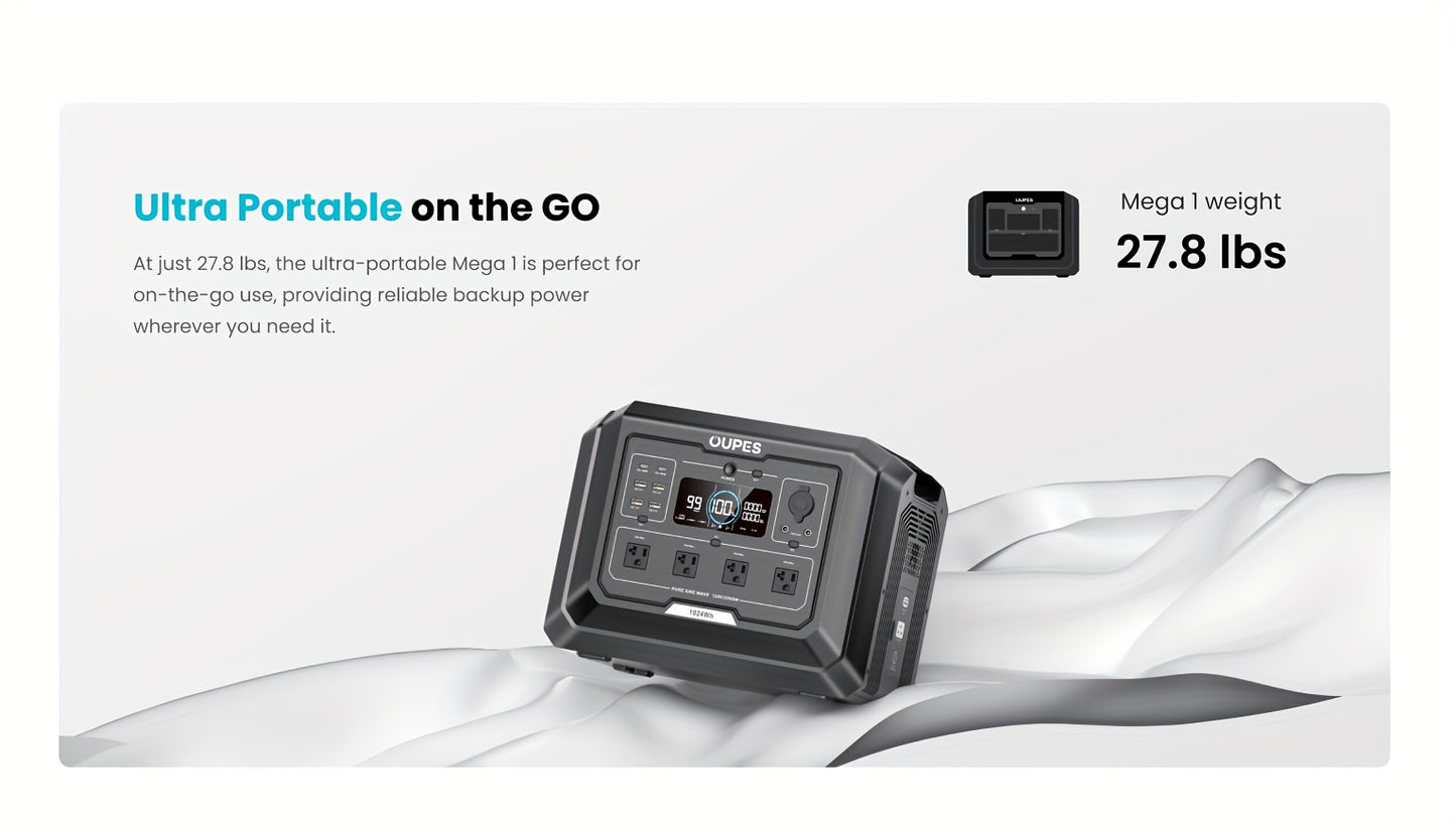 OUPES 2000w 1024Wh Portable Power Station Backup LiFePO4 Battery, 110V/2000W Pure Sine Wave AC Outlet, Solar Generator For Outdoors Camping Travelling And Emergencies.