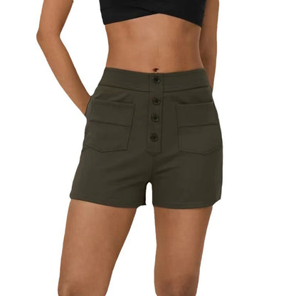 Urban-style Elegant Womens Clothing Polyester Patchwork Mid-rise Shorts For Women