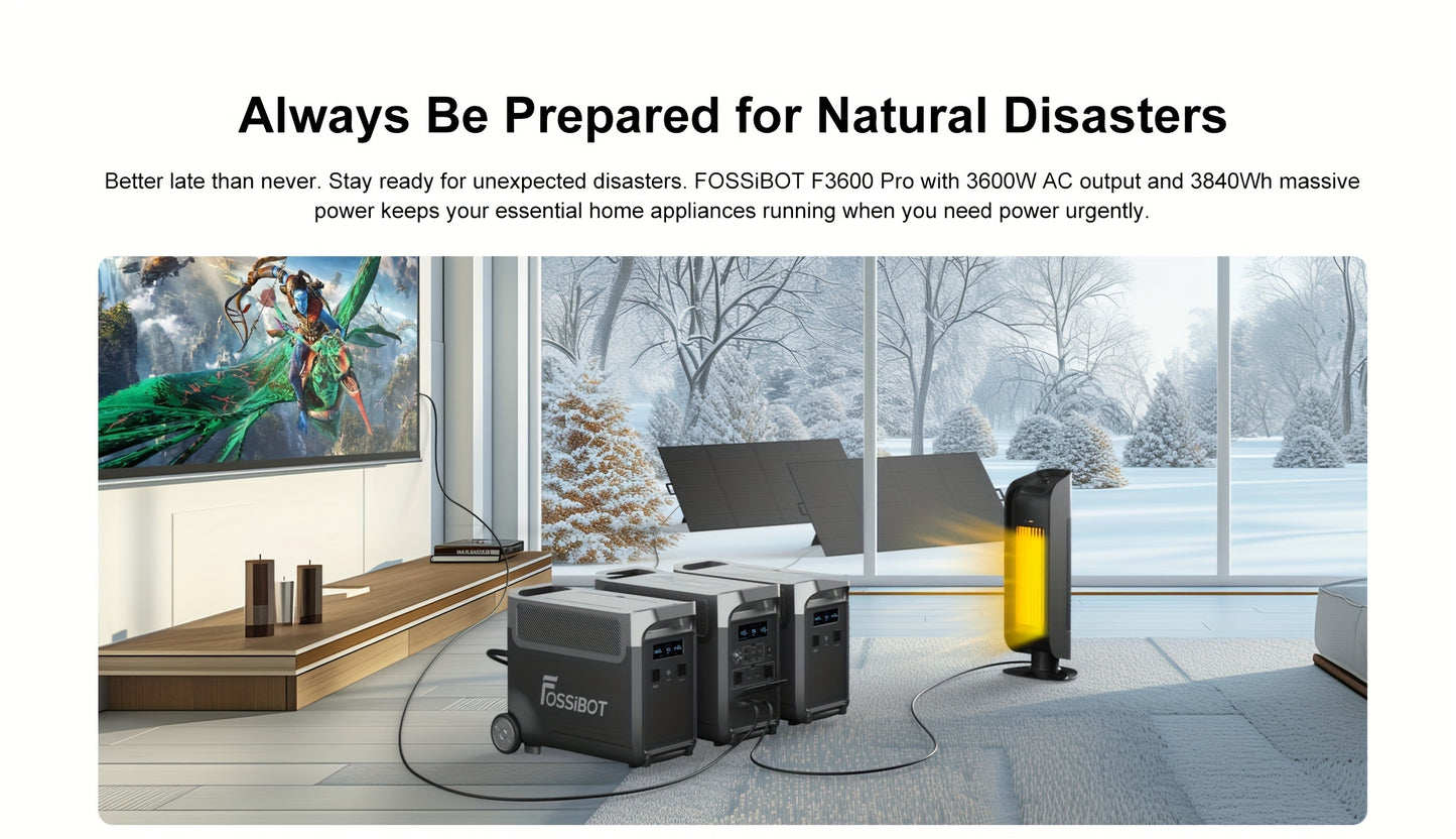 FOSSiBOT F3600 Pro Solar Generator, 3840 Wh LiFePO4 Portable Power Station, 3 X 230 V AC Output 3600 W 7200 W Peak, Storm Generator, Fast Power Storage, Charging, Travel Power Station, Outdoor Road Trips, Christmas, Festival,
