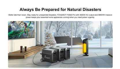 FOSSiBOT F3600 Pro Solar Generator, 3840 Wh LiFePO4 Portable Power Station, 3 X 230 V AC Output 3600 W 7200 W Peak, Storm Generator, Fast Power Storage, Charging, Travel Power Station, Outdoor Road Trips, Christmas, Festival,