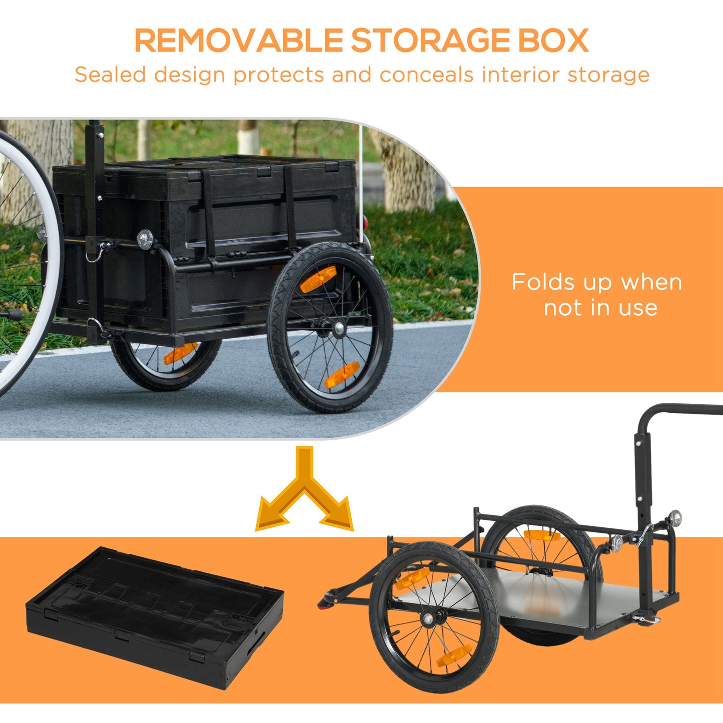 Trailer for Bike, Bicycle Cargo Trailer with Removable Storage Box, No Bottom