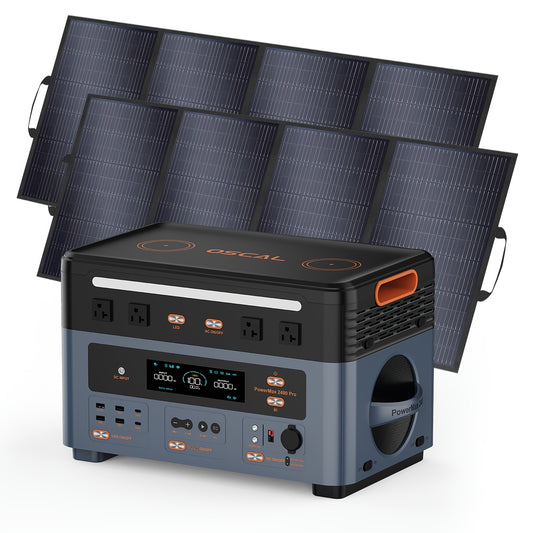 OSCAL Powermax 2400 Portable Power Station with 2pcs 400Watt Solar Panel, 2400W Solar Generator with 6× Longer Lifespan LiFePO4 Batteries, 1872Wh for Home Outdoor Camping & RV Use, Portable Generator for Camping, Camping Pow