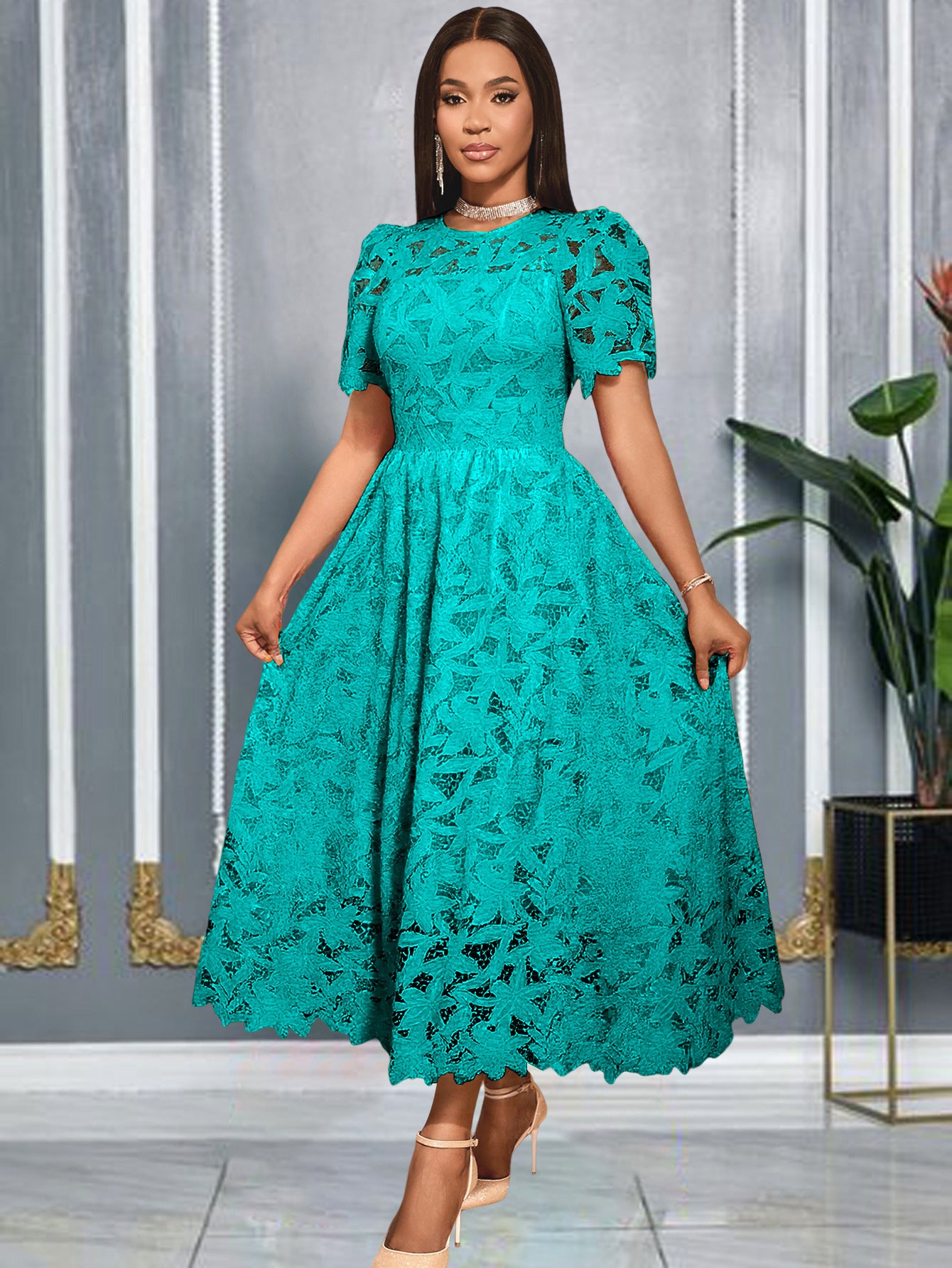 High-end Style Crew-neck Dress