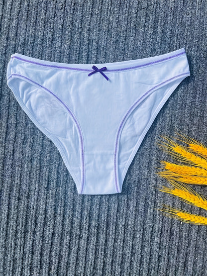 7 Pcs Letter Pint Bow Tie Briefs, Comfy & Breathable Mid-Rise Intimates Panties, Women's Lingerie & Underwear