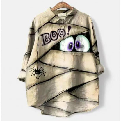 Women's 3D-patterned Long-sleeve Button-up Top