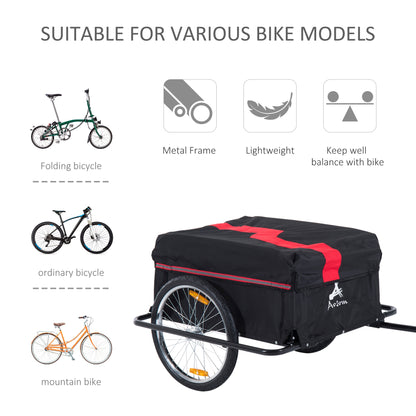 Steel Frame Bicycle Bike Cargo Trailer Luggage Cart Carrier For Shopping - Red