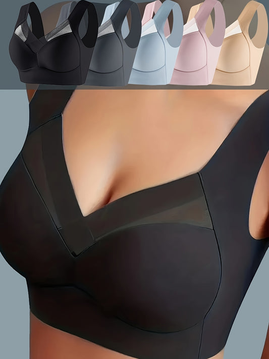 5-Pack Wireless Push-Up Bras - Breathable Mesh Design - Comfortable Everyday Lingerie