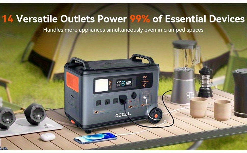 OSCAL PowerMax 3600 Solar Generator with 4x400W Solar Panels & 30W Panel - 3600Wh/3600W Power Station, 7200W Peak Output, 1.2H Backup, App Control, Portable AC Power for home, RV, Off-Grid - Heavy-Duty for home, Camping, Emer
