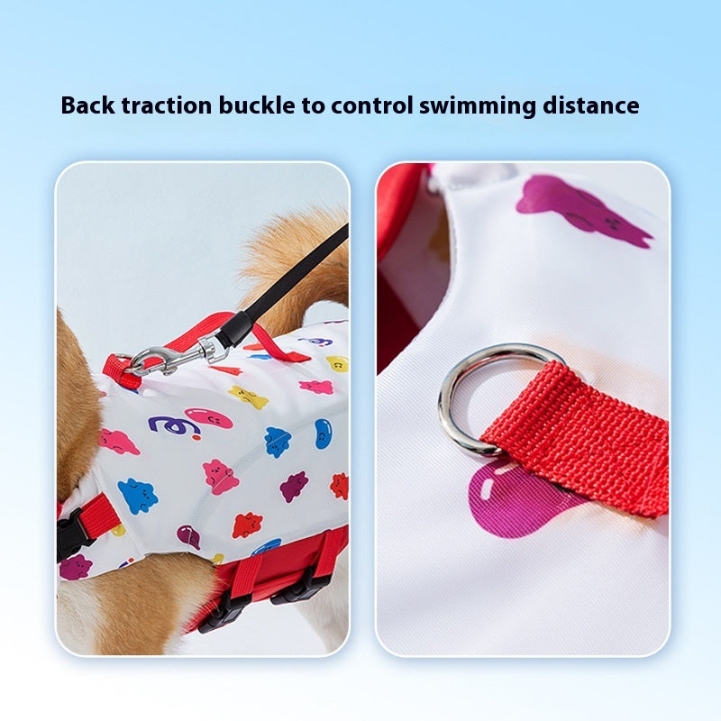 Dog For Swimming Only Cartoon Full Printed Cute Small Animal Traction Pet Life Vest