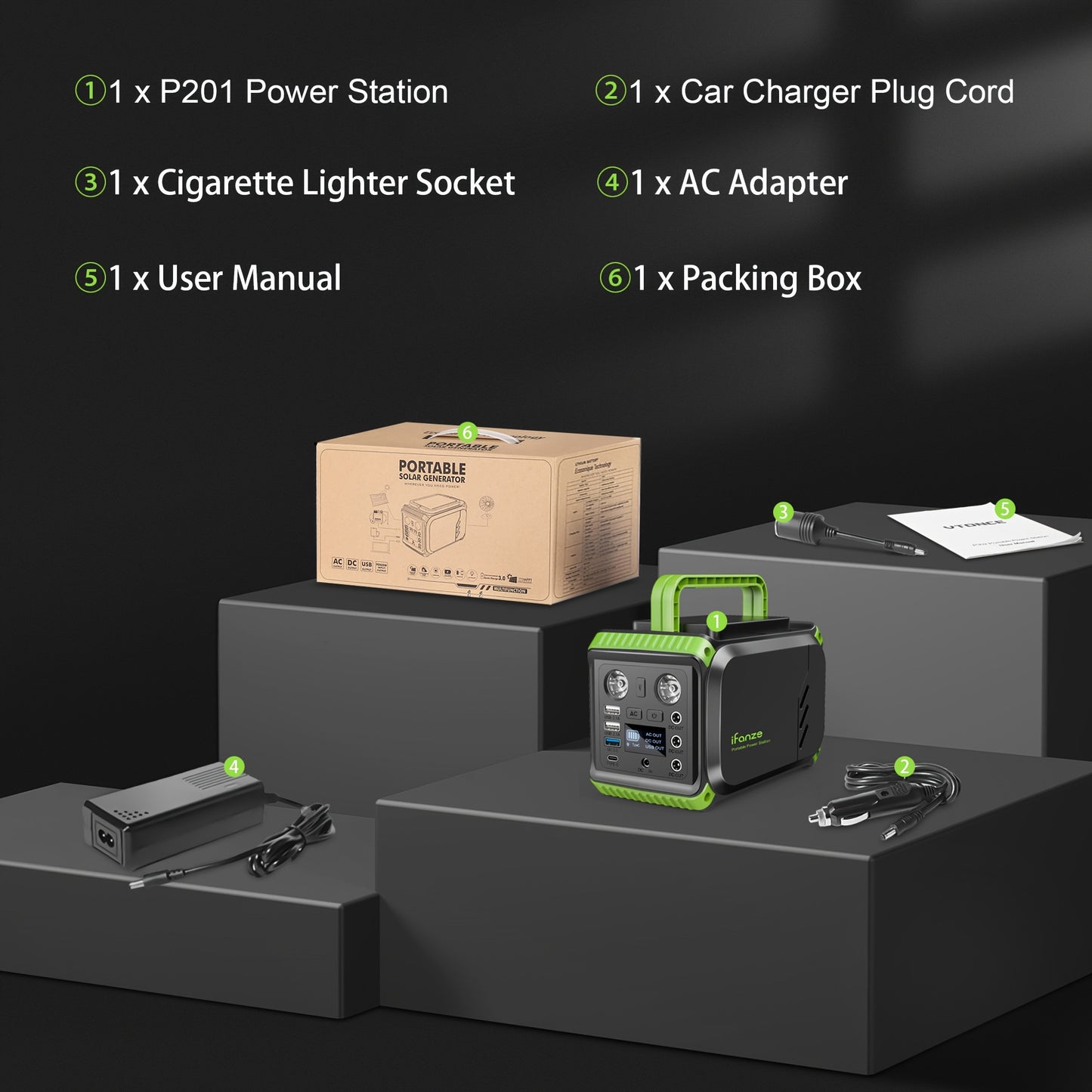 IFanze 300W Portable Power Station 296Wh 80000mAh Solar Generator with 60W PD Fast Charging, 9-Port Outlets, Digital Display & Lithium Battery for Home Backup, RV Camping, Emergency Power - Compatible with 60W/80W/100W Solar